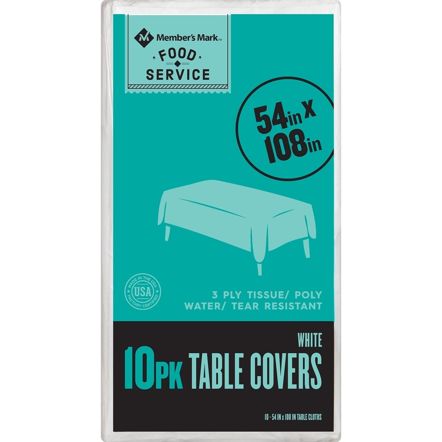 Member's Mark White 3-Ply Tissue Tablecovers, 54" X 108" (10 Count) - Bellso